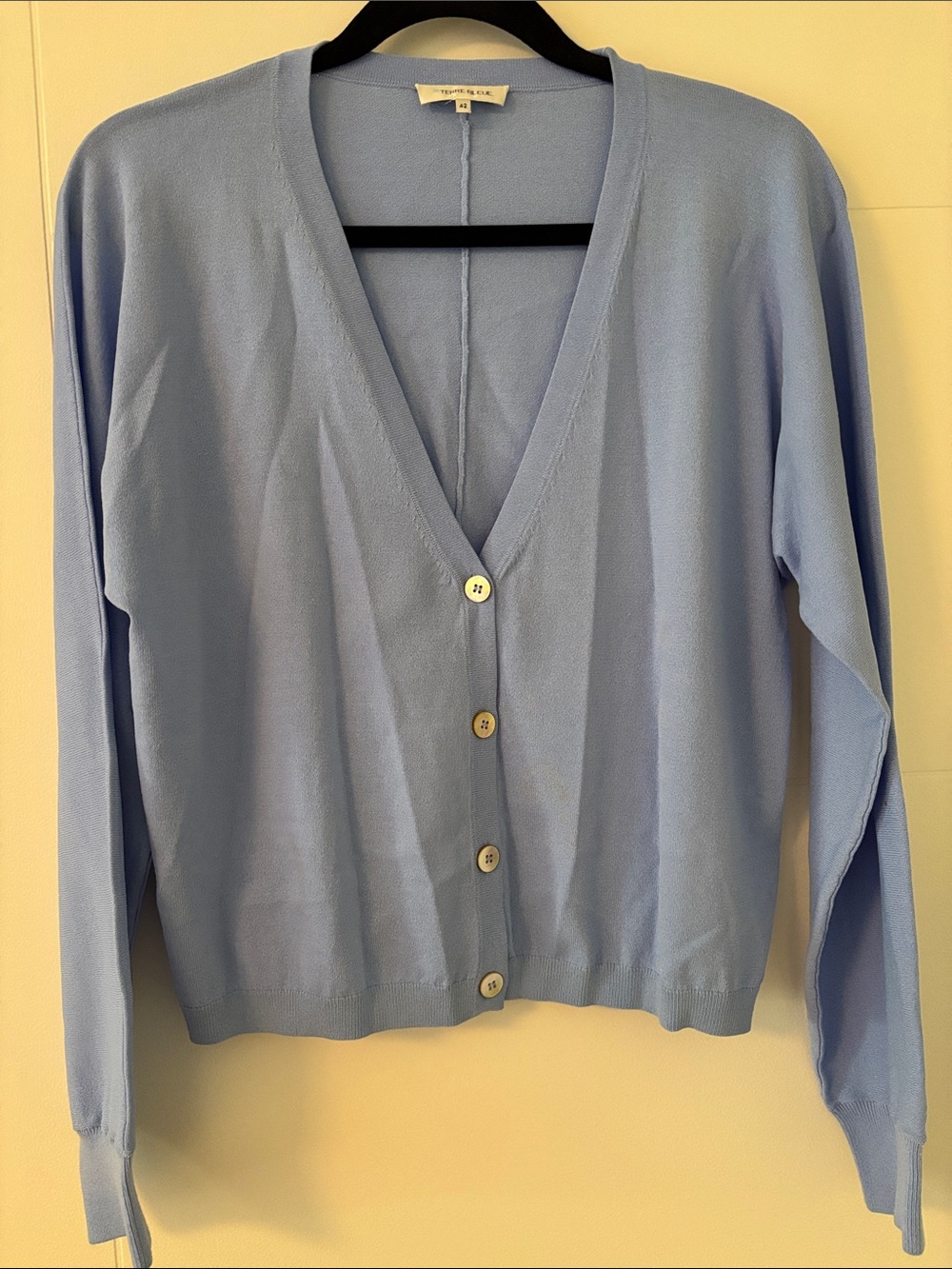 Light Blue V-Neck Button-Front Cardigan Sweater - Women